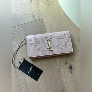 YSL Saint Laurent Croc Embossed Wallet BRAND NEW